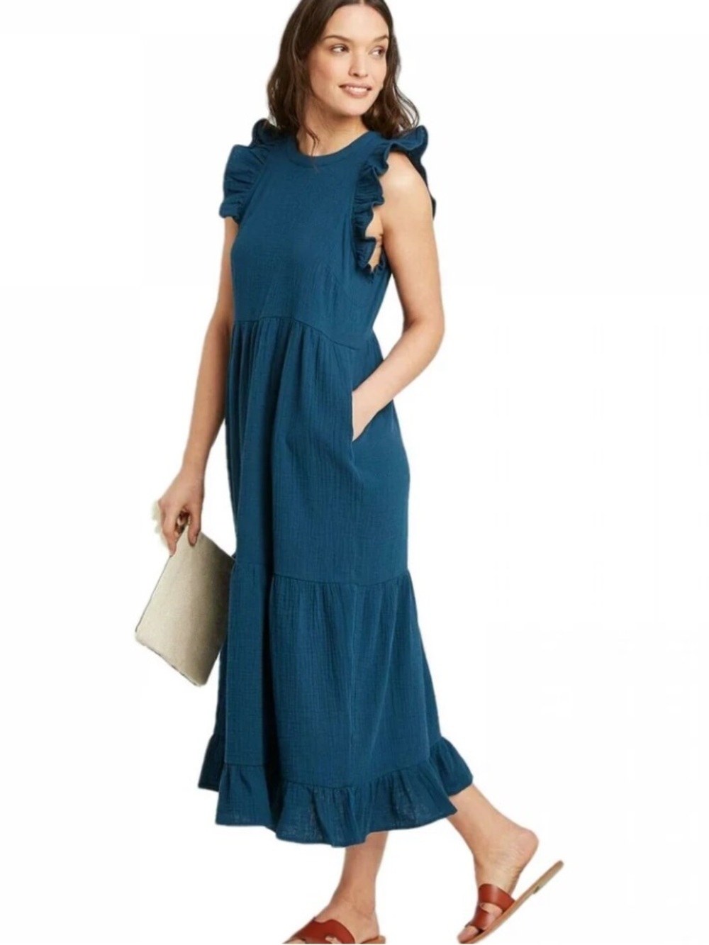 Target Sundresses Lot of Two Influencer Faves Cotton Pockets Teal & B/W Gingham - Picture 4 of 16